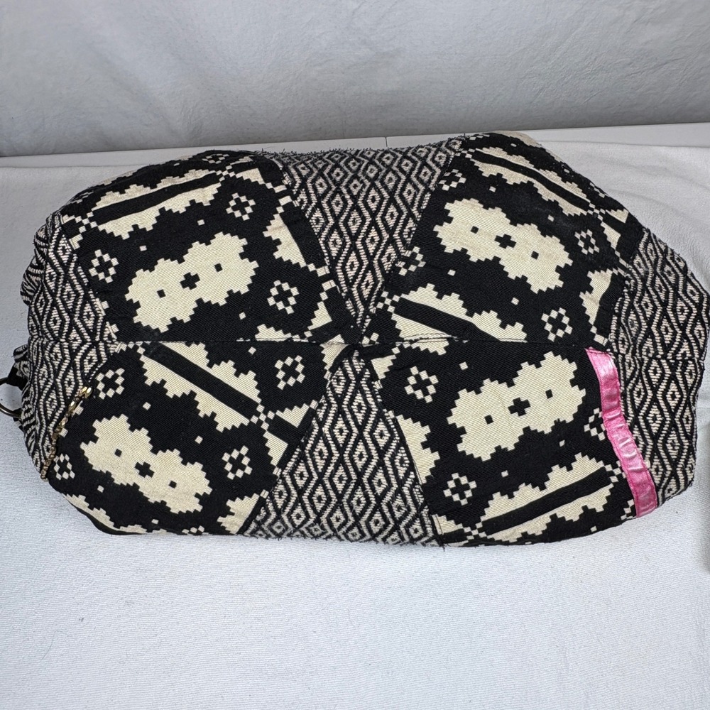 Stela 9 Shiva Boho Hobo Bag Geometric Black Ivory Braided Handle Shoulder Bag - Picture 4 of 16